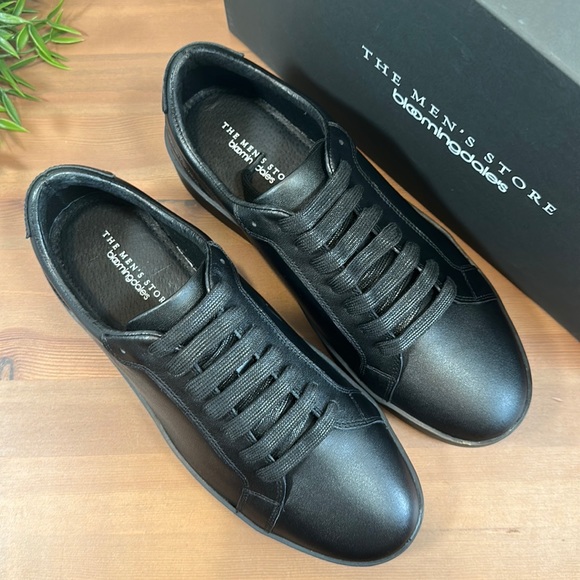 The Men's Store at Bloomingdale's Black Leather Lace Up Sneakers - Picture 2 of 11